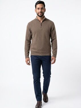 Davis & Squire Cashmere 1/4 Zip Men's M Long Sleeve Quiet Luxury Casual Sweater